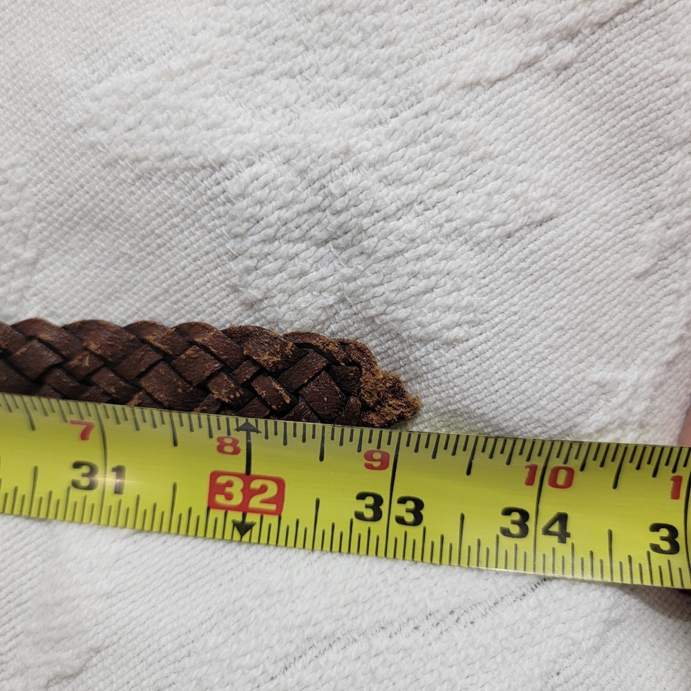 Ralph Lauren Braided Leather Belt in Brown with Gold Buckle - Picture 8 of 9